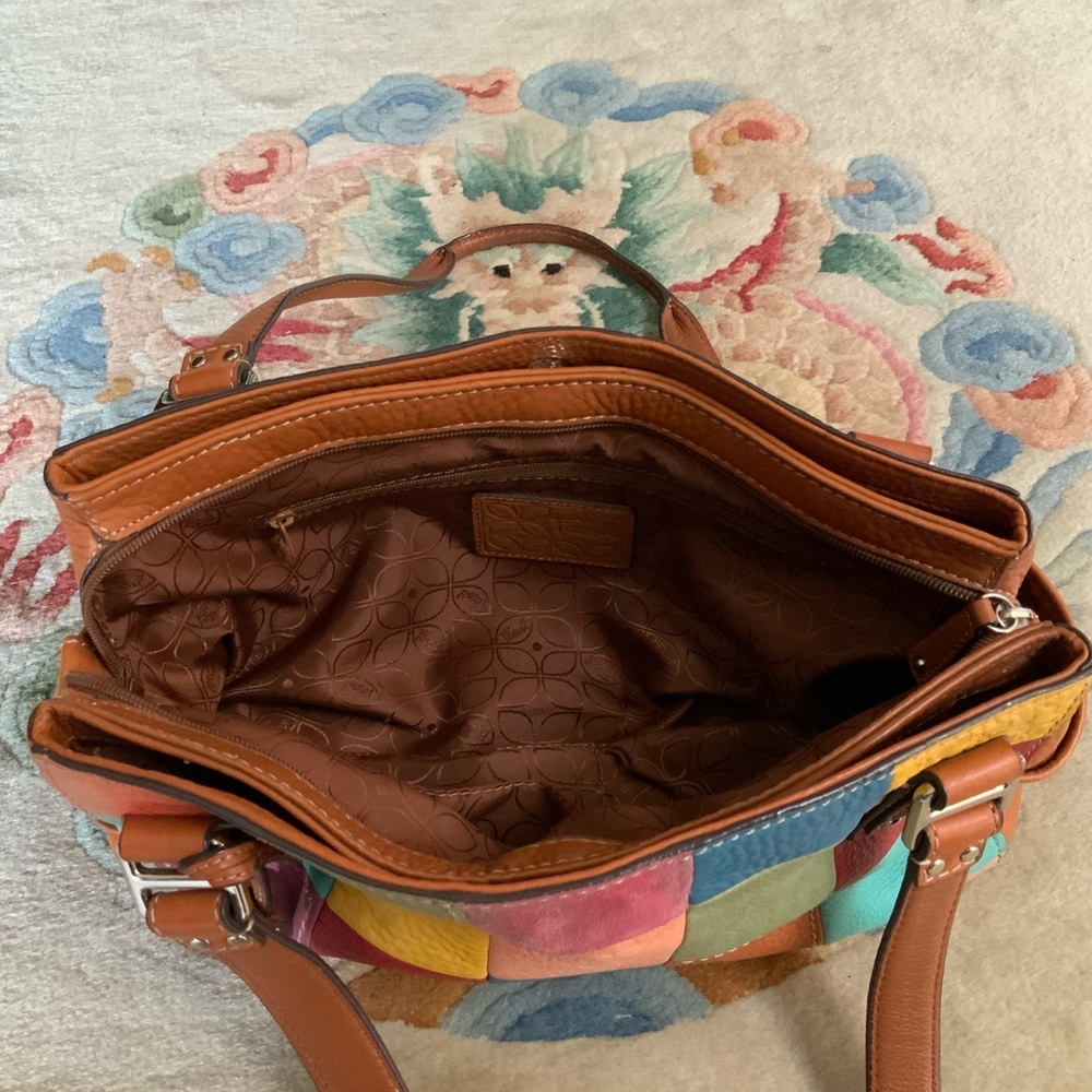 Fossil Multicolor Patchwork Leather Shoulder Bag … - image 7
